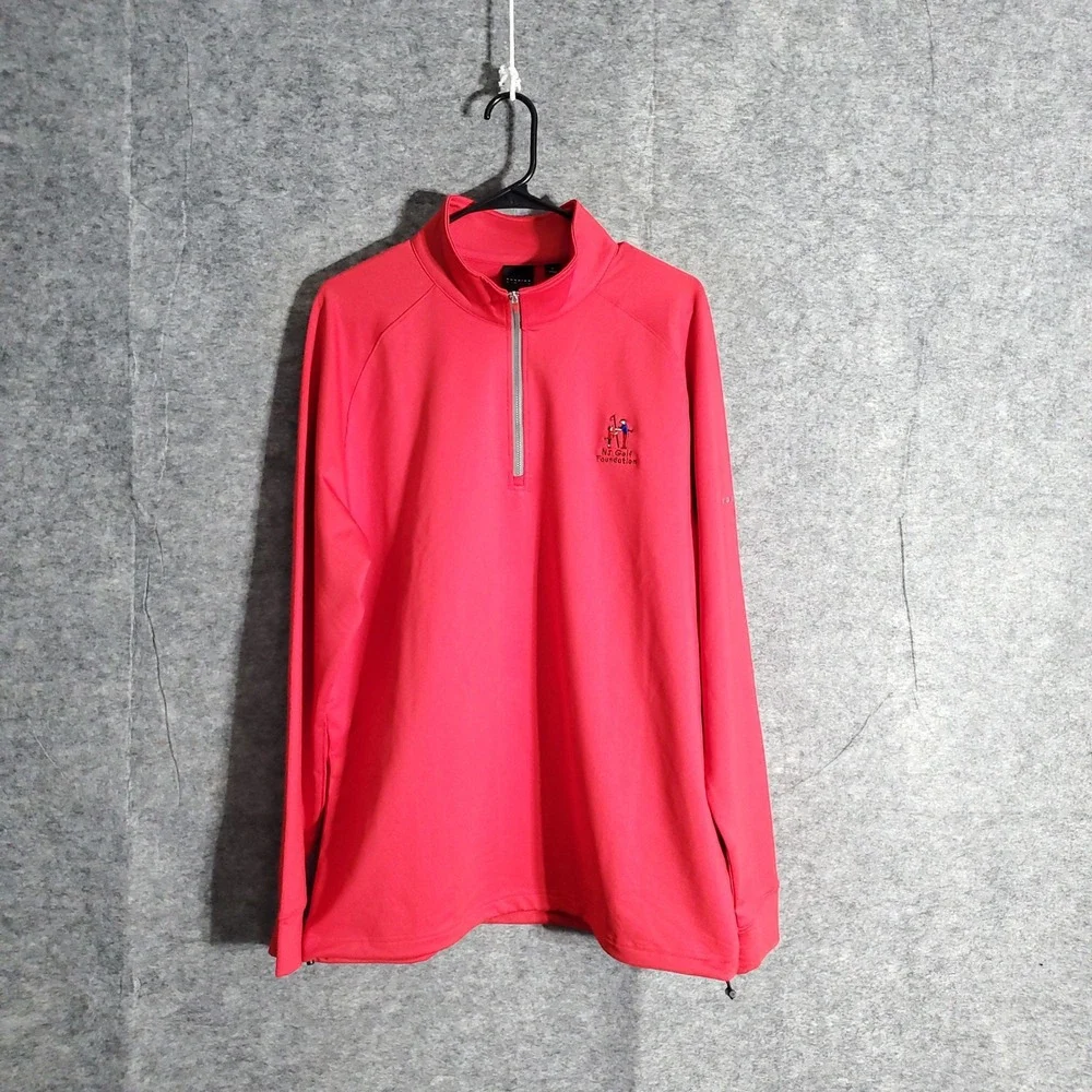 Dunning Golf Pullover Men L Red 1/4 Zip Long Sleeve NJ Foundation Athletic Solid